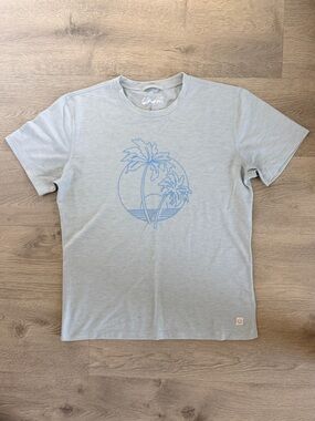 Marine Layer Sport Light Gray Tee with Blue Palm Graphic
